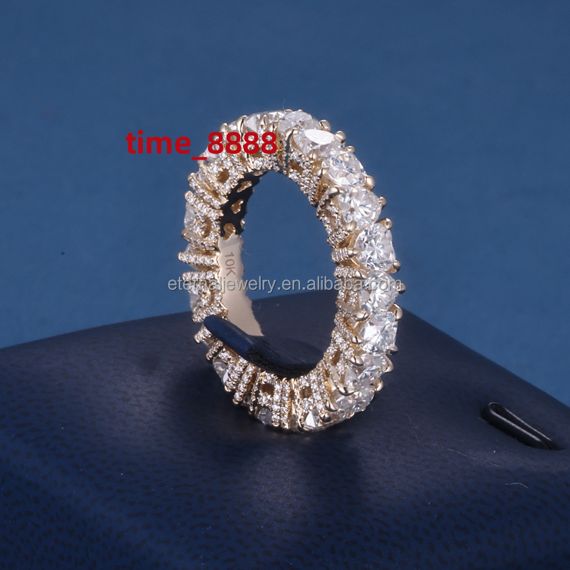 S925 Silver 10K 14K 18K Solid Gold Eternity Ring 4*4mm D VVS Heart Cut Moissanite Lab Grown Diamond Wedding Band Ring for Women