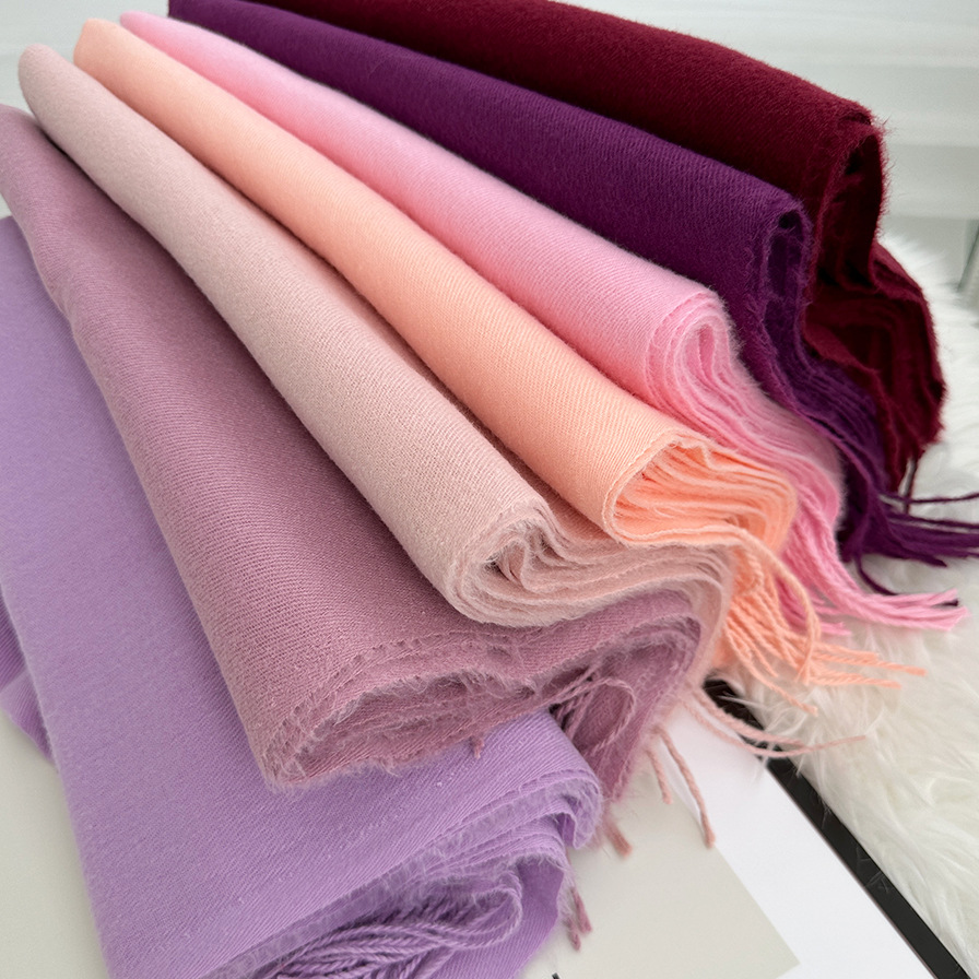 K229 Scarf women solid color imitation cashmere 2024 autumn and winter new fashion high-end sense medium and long warm scarf shawl neck