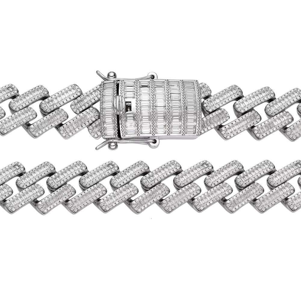 High Quality Hip Hop Jewelry Moissanite Customized Iced Out Cubic Zircon 925 Sterling Silver Cuban Chain Necklace for Men