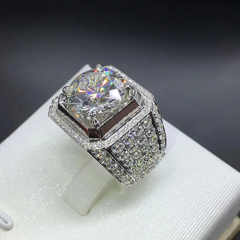 14K Gold Solitaire Male 2ct Lab Diamond Ring Silver Color Jewelry Engagement Wedding band Rings for men gift 250325