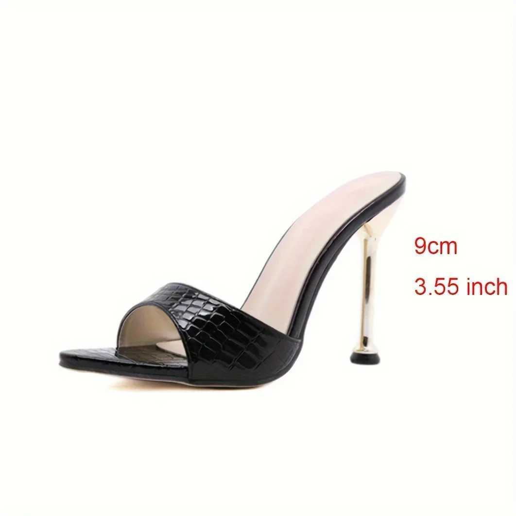 Glamorous odile textured high-heeled sandals - Fashionable slim high-heeled shoes with peeking toes used for pre Fi parties and banquetsXJ250326