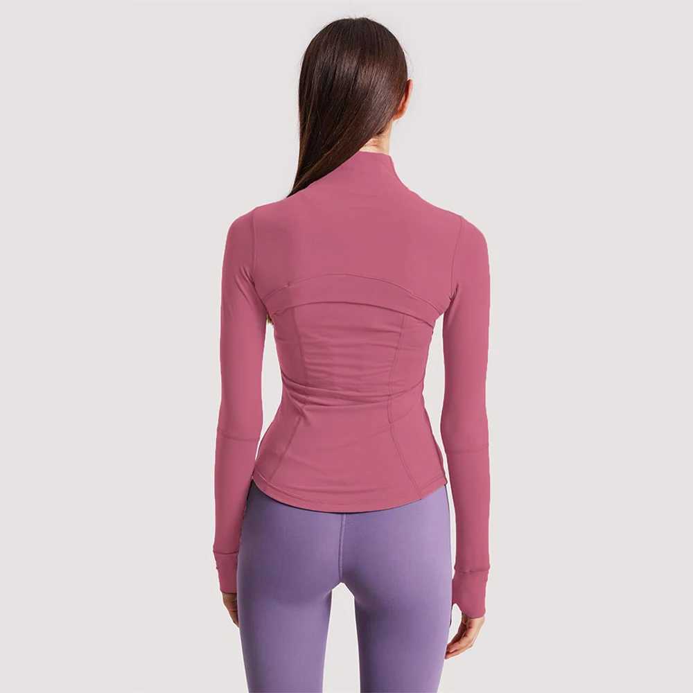 Yoga jacket sports top upright collar zipper long-distance running training fitness slim sleeping new for spring and autumn W250326