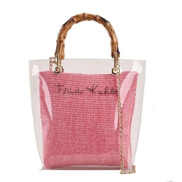Women's Bags Designer Brand New Fashion Chain Bamboo Crossbody Women's Single Shoulder Hand Transparent Jelly Tote Bucket Bag Hot Sale