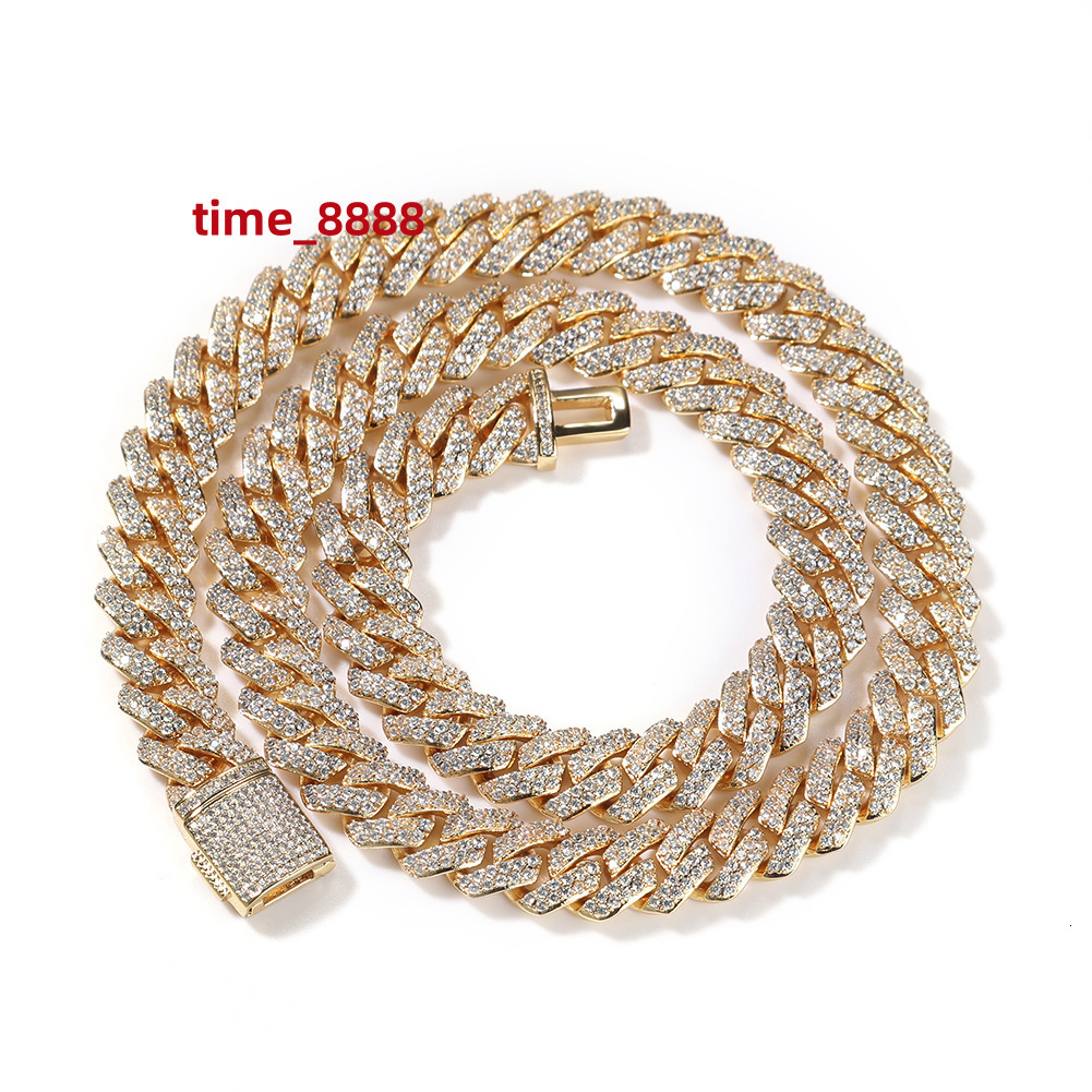 Fashion Jewelry Pendant Necklace 10mm Zircon Strip Cuban Chain Necklace Hip Hop Necklace