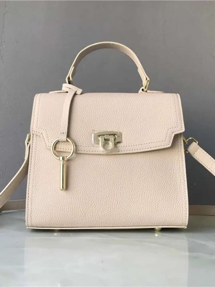 Elegant Office Ladies Solid Color Tote Handbag Hasp Single Shoulder Bag Women New Fashion Cowskin Genuine Leather Crossbody Bags