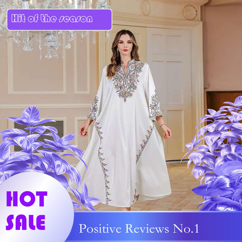 Dongdumaoyi Midden Oosten Dubai Avondjurk Abaya Moslim Jurk Dames Geborduurde Robemuslim W