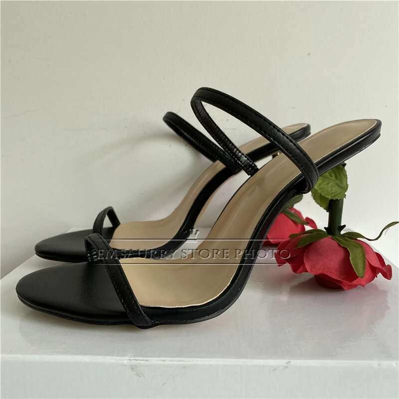 Individual Rose Heel Summer Mules For Girls Genuine Leather Narrow Band Sgbacks Women Sandals 2025