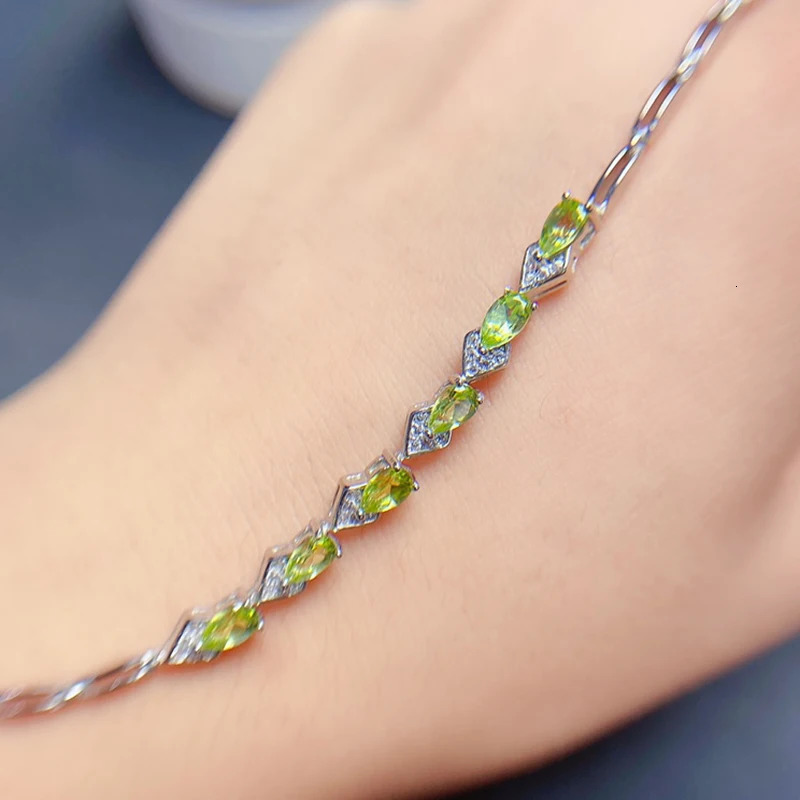 Natural Olive Bracelet Womens Silver 925 Jewelry Gemstone 18k Gold Plated Item 250326