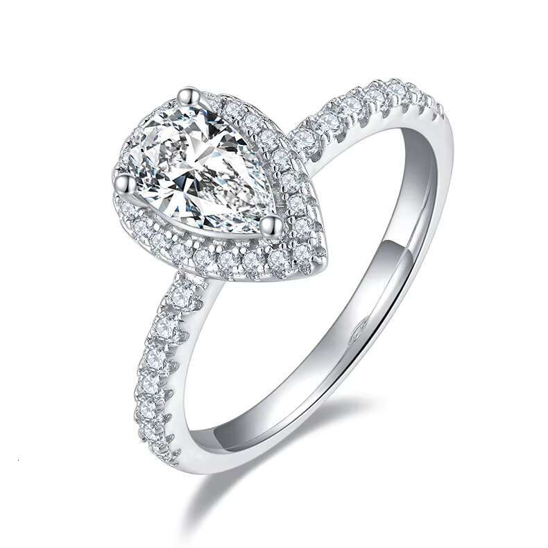 Luxury Designer Jewelry Wedding 925 Silver GRA 1ct Vvs Pear Cut Moissanite Rings for Women