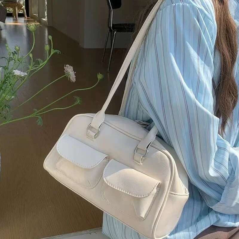 Vintage Women Business Shoulder Bags Simple Ladies Commute Tote Pu Leather Female Underarm Bag Bury Large Handbags Purse