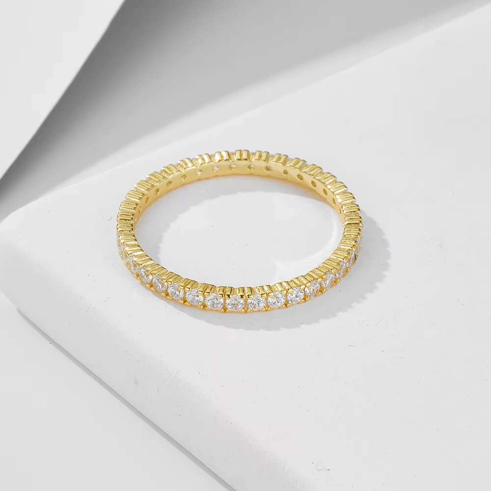 LiCai 14K Gold Plated Solid 925 Sterling Silver CZ Simulated Diamond Stackable Ring Eternity Bands for Women Size 5-8