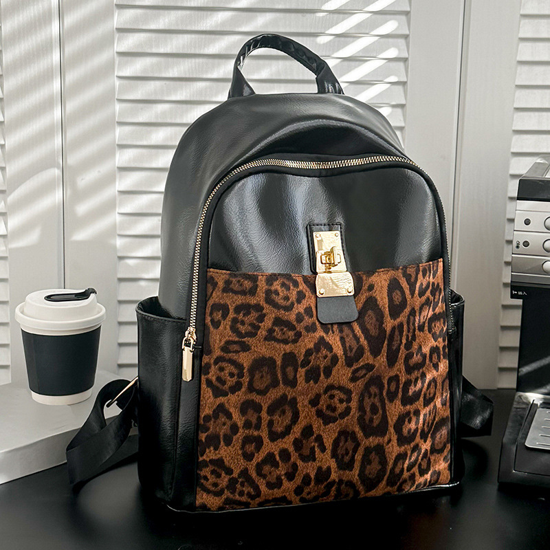 2024 New Personalized Leopard Print Bag Niche Casual Trend With Multi-Functional Women's Backpack