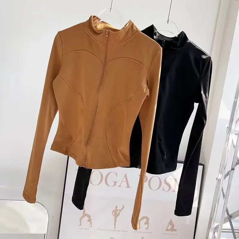 Outdoor Running Yoga Jacket Elasticity Womens Sports Gym Long Sleeve QuickDrying Tights Zipper Hoodie 250326