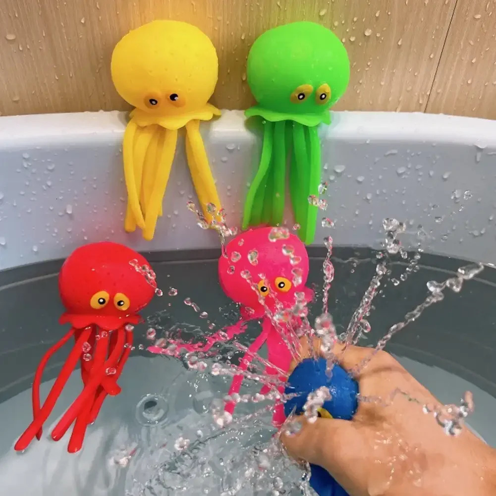Baby Bath Toys Sponge Water Absorbing Octopus Squeezing Stress Relief Toys Summer Swimming Play Water Bath Toy for Children 250326