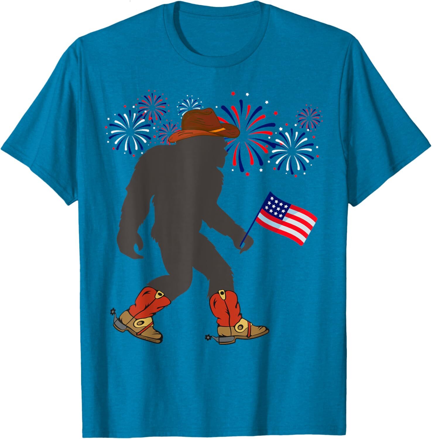 T shirt for Mens Funny 4th of July Celebrate Independence Patriotic Bigfoot Graphic Tee Casual Tops Clothes Short sleeve