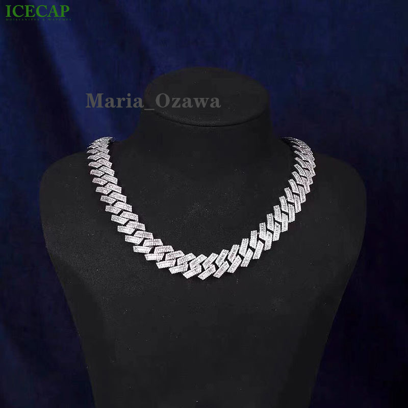Hip Hop Jewelry Vvs Moissanite Diamond 14mm Iced Out Cuban Link Necklace Custom Cuban Link Chain Hip Hop Necklace