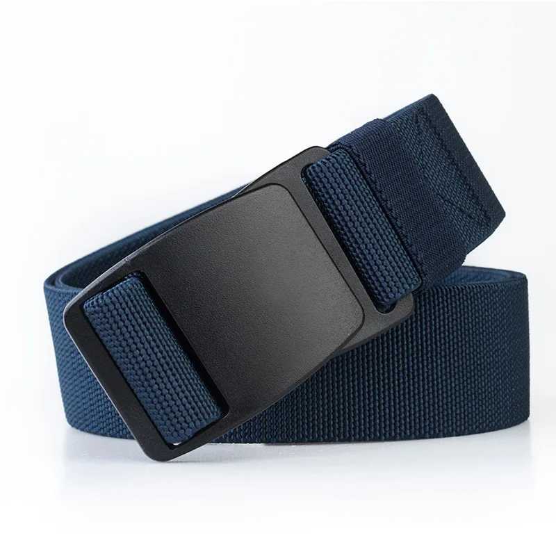 Tactical mens elastic strap black plastic buckle military adjustable outdoor shoulder strap plastic buckle leisure strap blue W250326