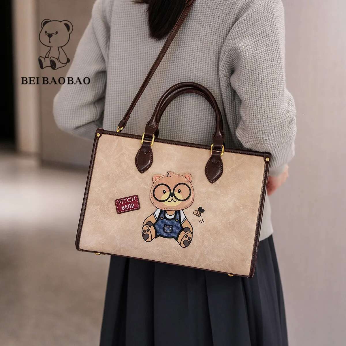 Beibaobao 2025 New Trendy Texture Large Capacity Tote Handheld Shoulder Fashion Versatile Women's Bag Bolsas SAC