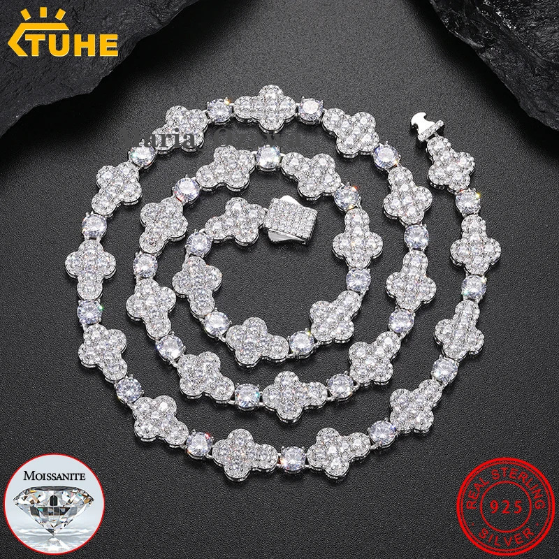 10mm Cross vvs1 Moissanite Tennis Chain 925 Silver For Women Chain Link Necklace Unisex Fine Jewelry