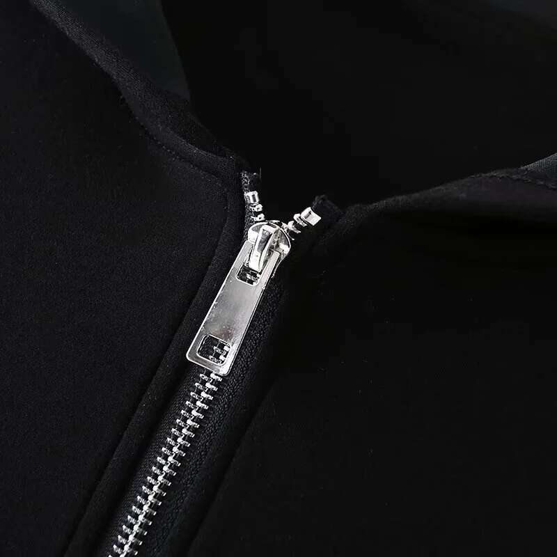 Autumn New Women's Zipper Hoodie High Street Unisex Style Double Pockets Oversize Loose Sweatshirts Outerwear Top