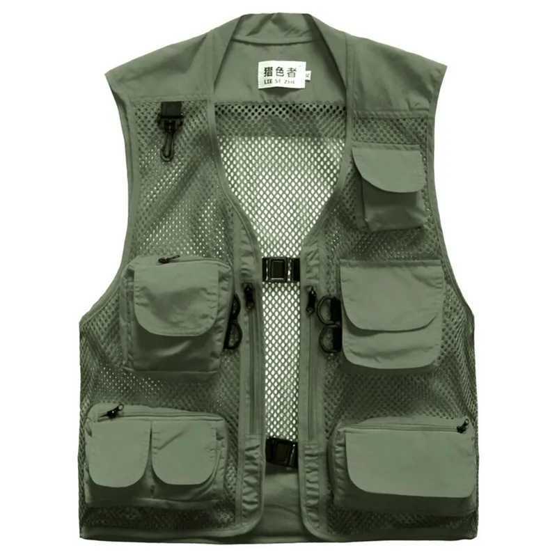 Techwear style multi pocket mesh tactical cargo vest mens outdoor functional sports camping work vest sleeveless jacket T250326