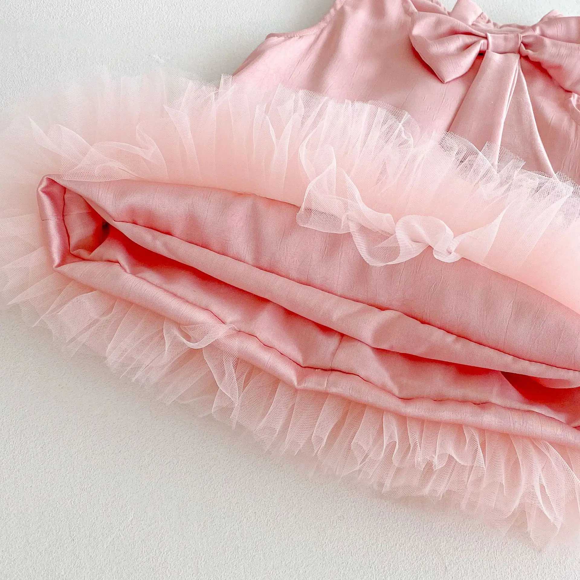Girls Sleeveless Princess Dress 0-5Y New Summer Girl Baby Solid Color Mesh Dress Fashion Childrens Korean Style Dress W250326
