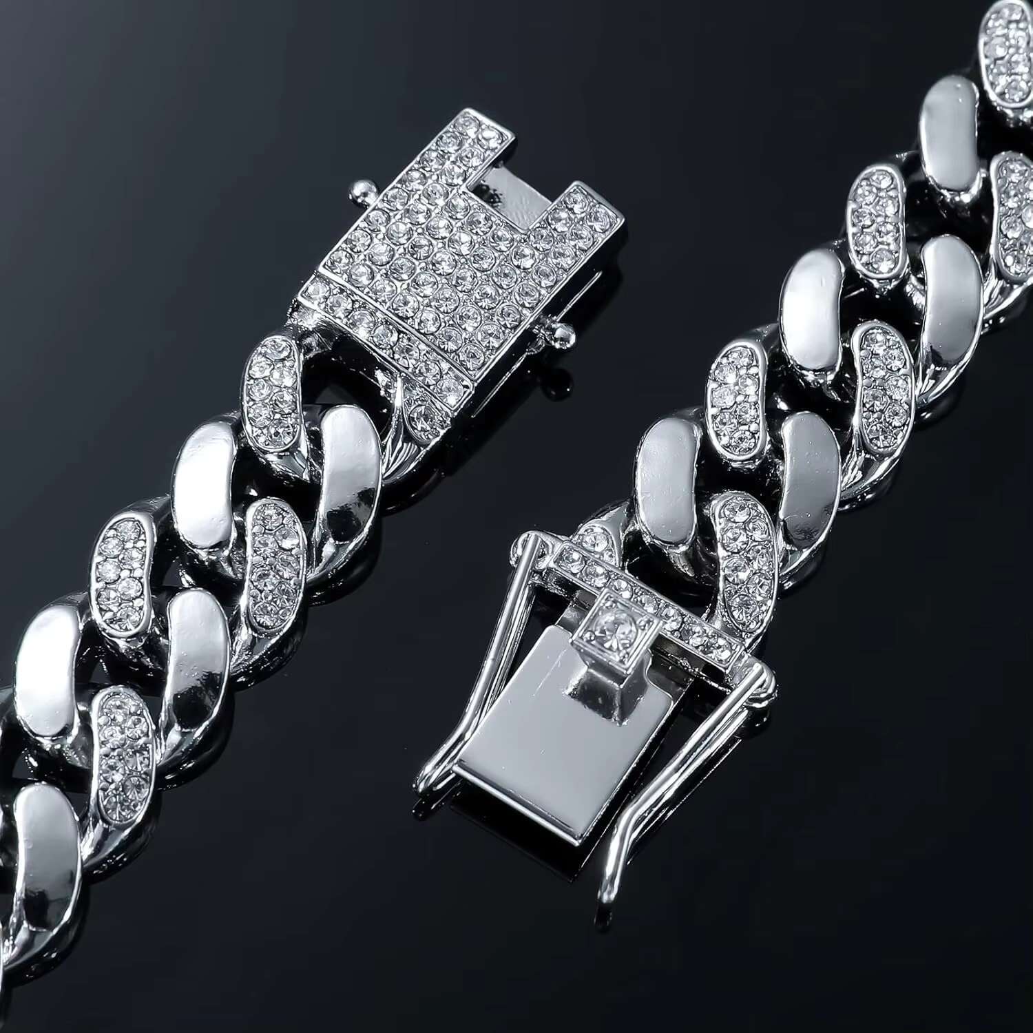 18Inch Moissanite Cuban Link Chain Gold Plated Miami Two Tone Moissanite Cuban Chain Vvs1 for Mans Hiphop Jewelry