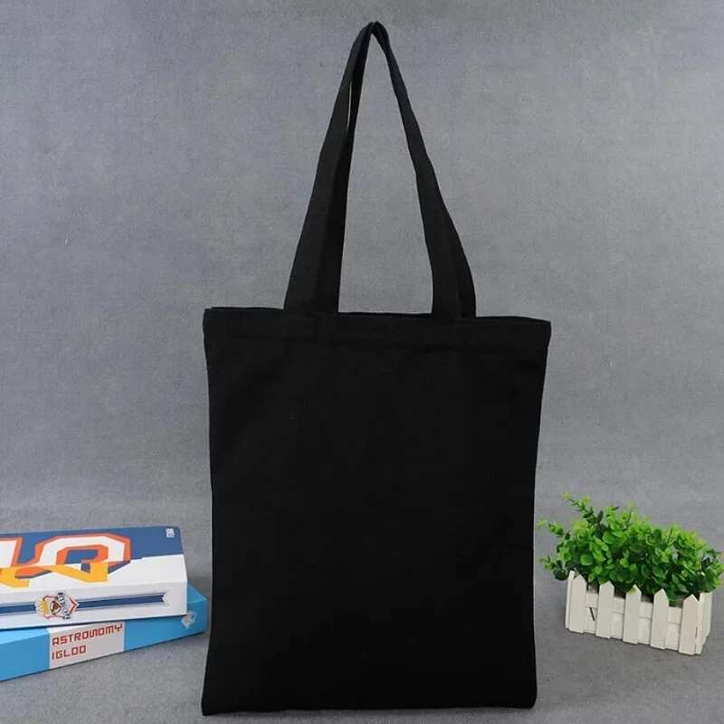 10 Pcs Wholesale Custom Eco-Friendly Cotton Canvas Bag Cheap Reusable Shoulder Shopping Tote Packageing