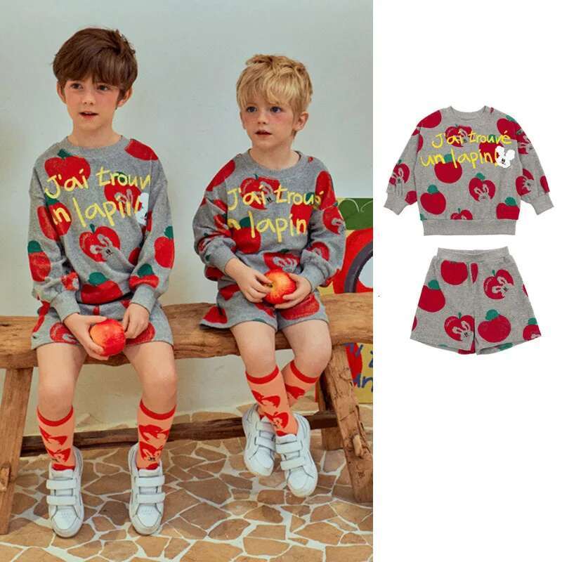 Ddmyshoesvip Sportswear Spring New Printed Fashion Boys Hoodie Shorts Set Pure Cotton Sweet Girls Shirt Children S Wear