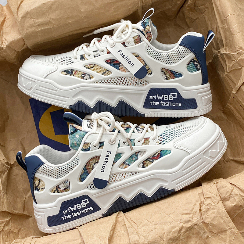 2025S New Trend Designer Men S With Breathable Mesh In Summer Versatile Casual Niche Canvas Board Shoes Student Sports And Height Increase Small White