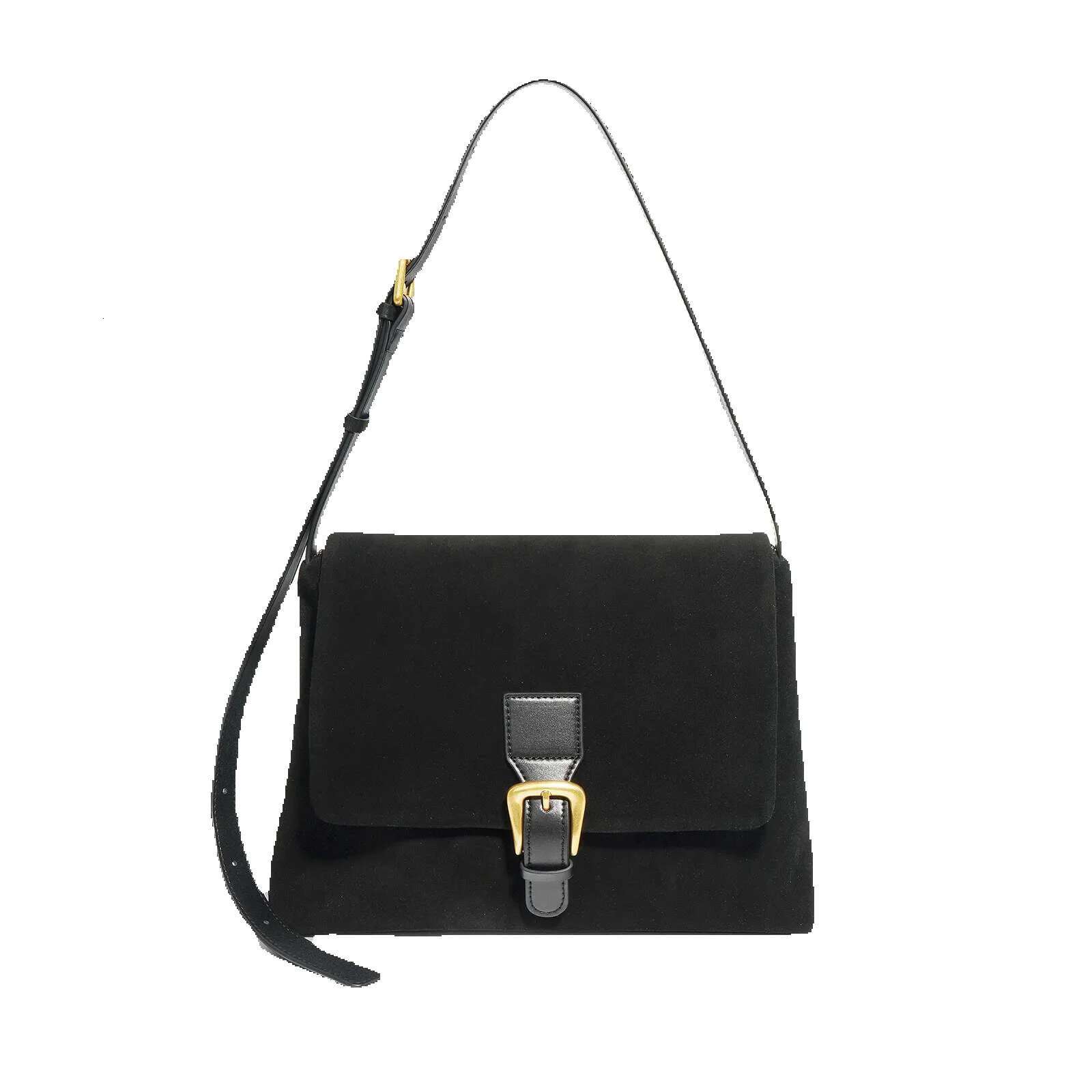 Leather Tote Women's Vintage Suede Underarm Bag Large Capacity Commuter Frosted Cowhide Crossbody Shoulder Bag