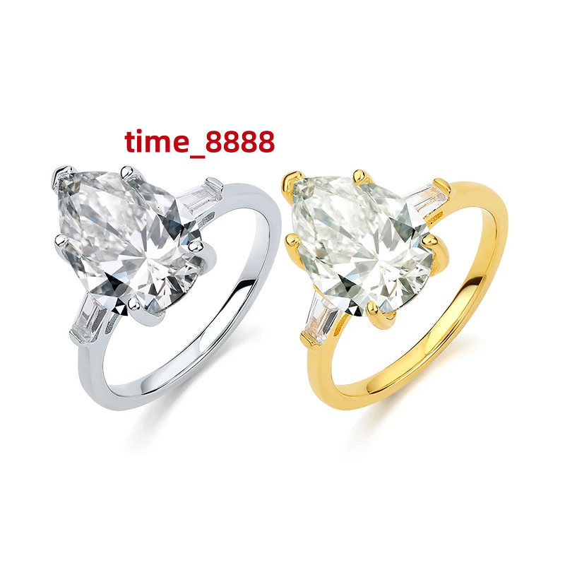 2-8 Carat Pear Cut D Color Moissanite Rings 925 Sterling Silver Waterdrop Diamond Ring Engagement Wedding Bands Jewelry with