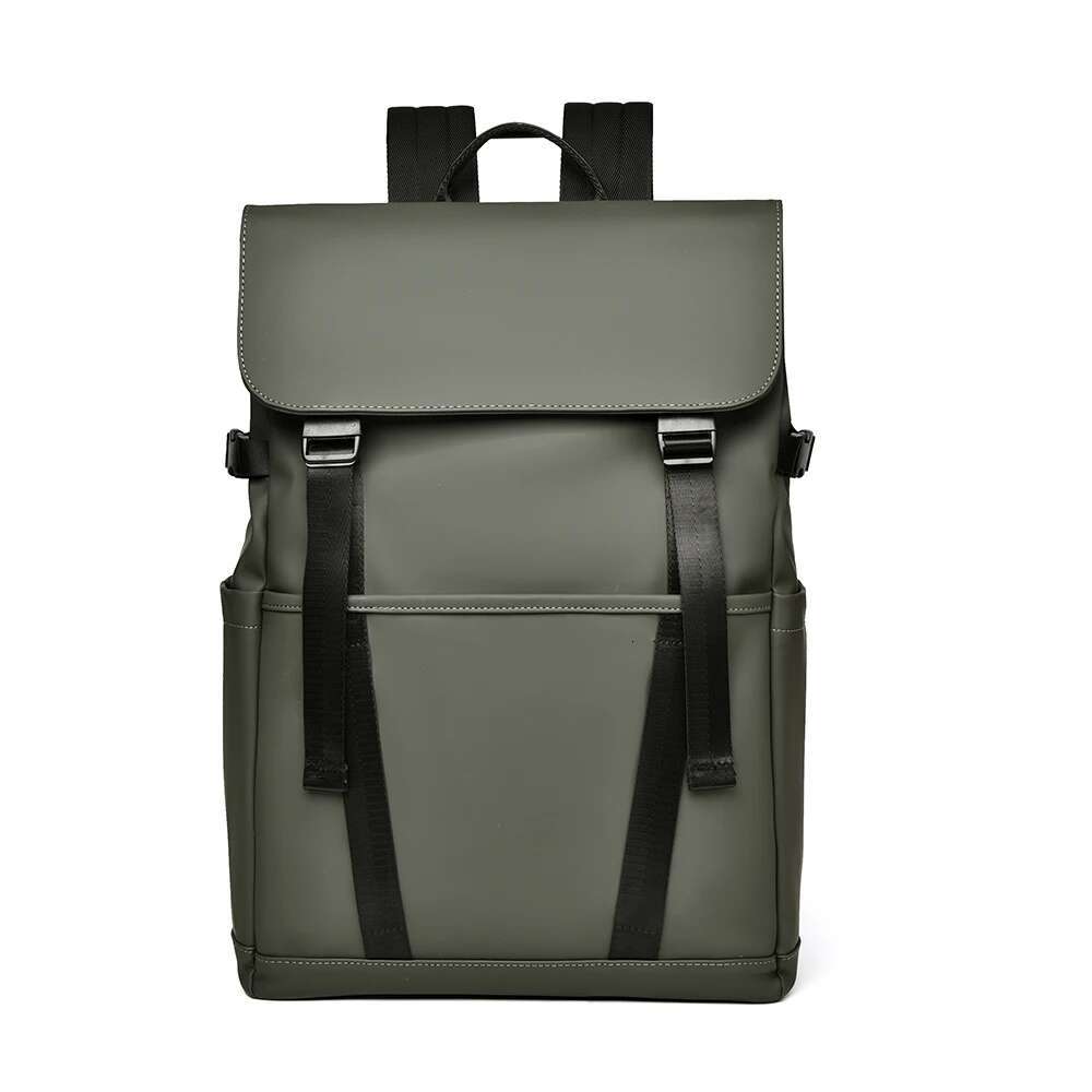 Trendy Men's Waterproof Flap - Over Laptop Backpack With Double Buckles For Campus And Business Trips