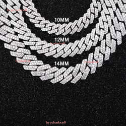 pass test 8-14mm wide GRA moissanite dia gold Sterg Sier cuban k chain for Men Hip Hop necklace