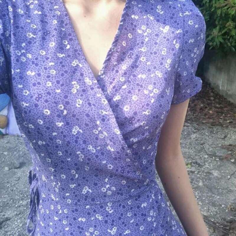 Summer Dresses ral Print Chiffon Evening Retro Long Beach Women Dress Casual Light Prom Purple Robe