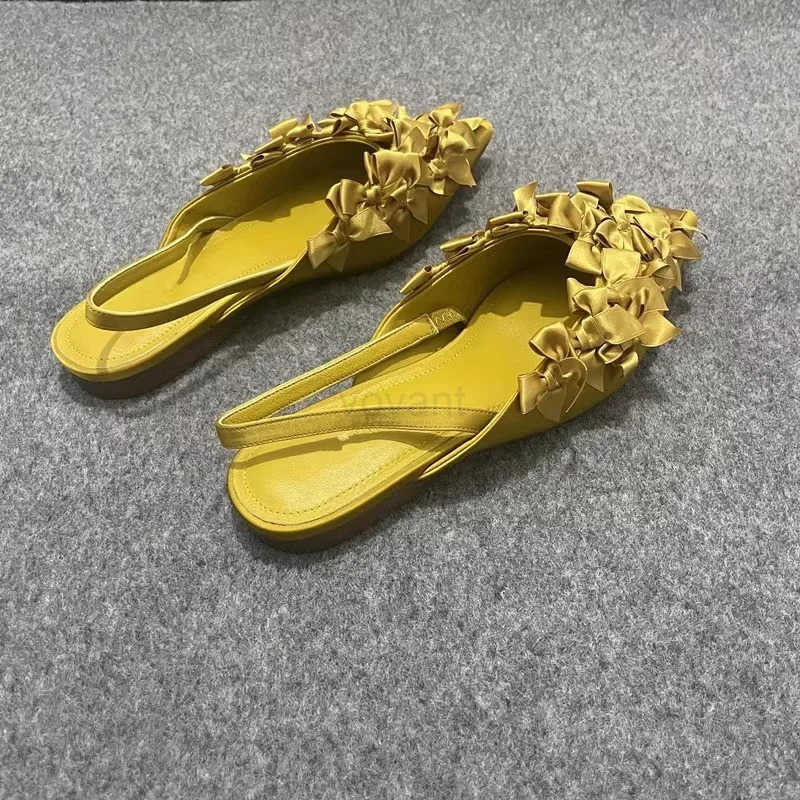 Wens Shoes 2024 High Quali Autumn Outdoor Wens Sandals Pointed Toe Solid -knot Low-heeled Daily Sandals Wen Z250326
