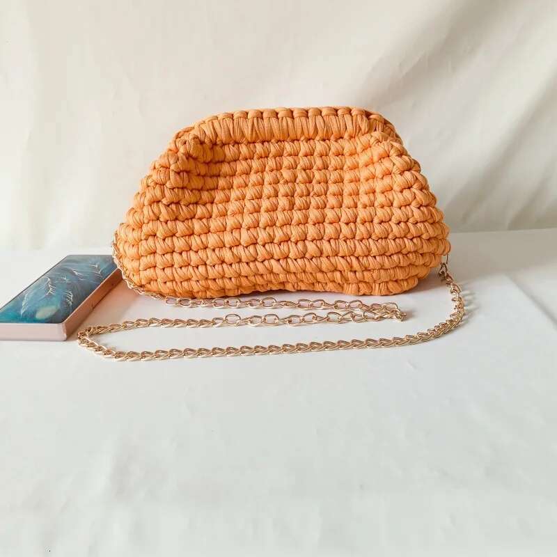 2024 Lady Shoulder Handmade Crochet Woven Bag Fabric Strip Designer Handbag Purses For Women Tote Bags
