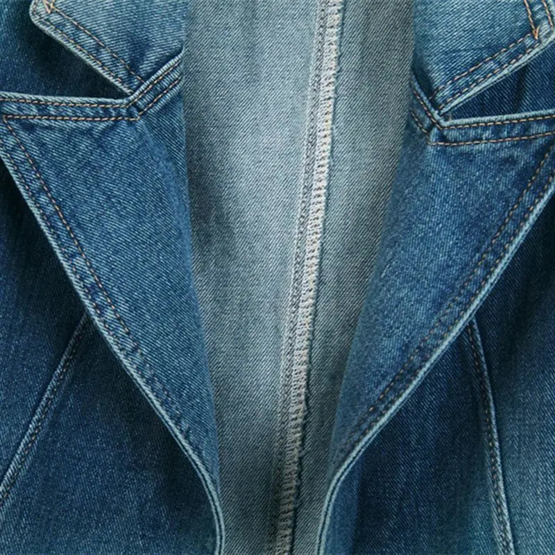 Womens denim vest jacket casual Korean ultra-thin custom collar single chest top spring and autumn sleeveless short sleeved denim jacket 250320