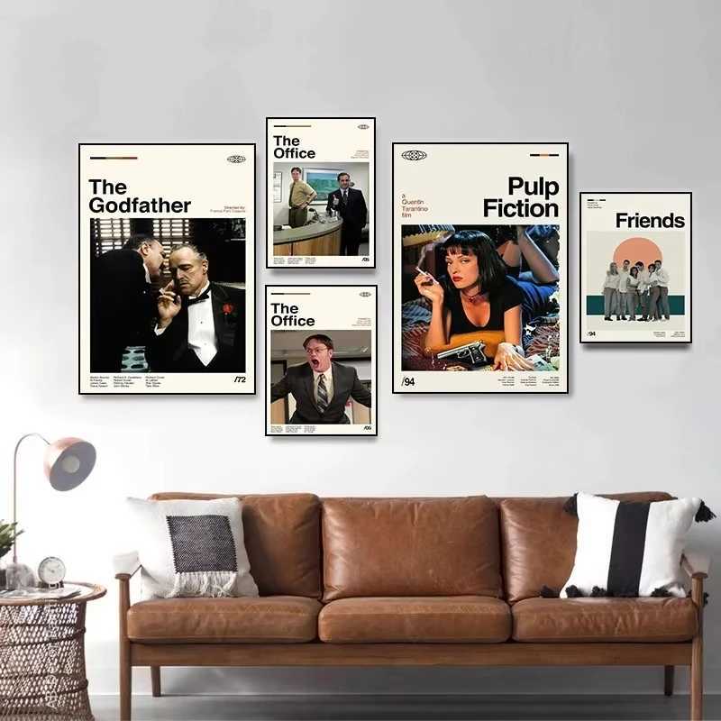 Hot Classic Movie Posters The Office Friends TV Canvas Painting Retro Wall Art Pictures Film Gift for Living Bedroom Home DecorC250326