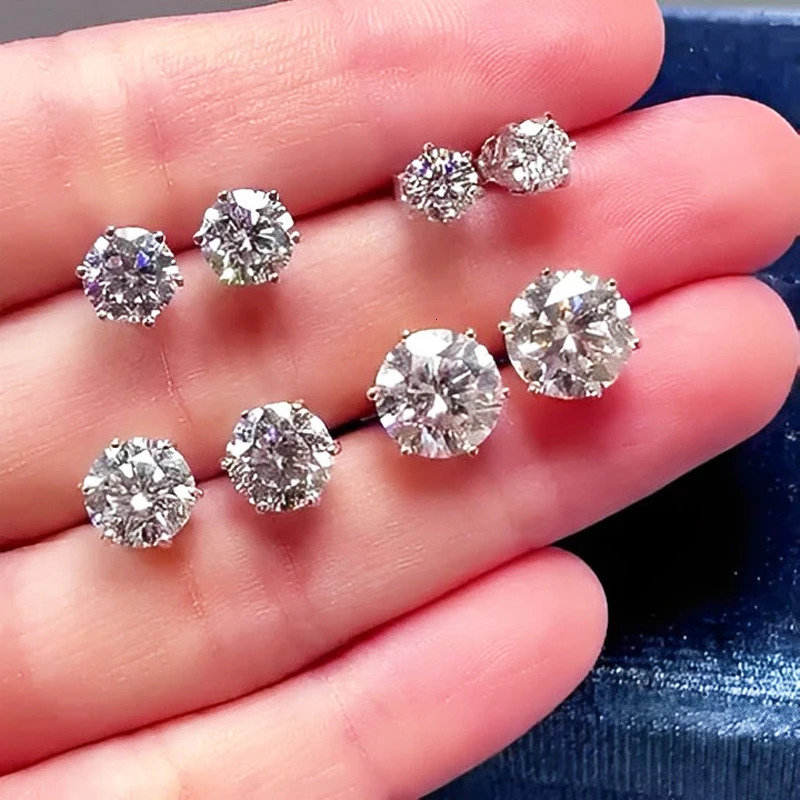 Premium 0.5-2ct Diamond Stud Earrings for Women Orginal 925 Sterling Silver Screw Back Women Earring 2025 250318