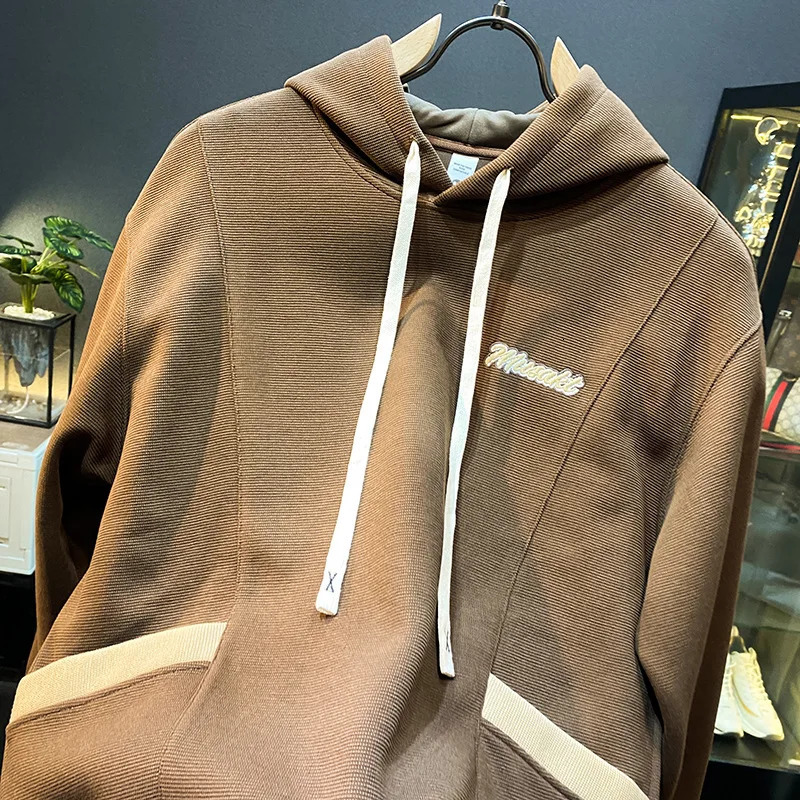 Loose hooded mens autumn mens high-end long sleeved jacket 250324