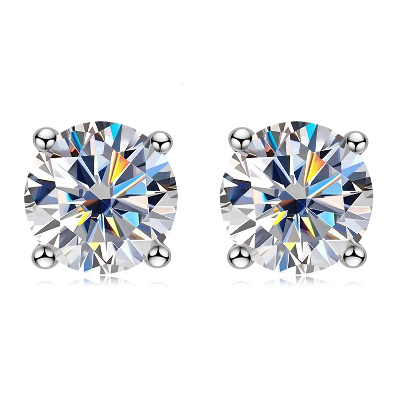 IOGOU m/4mm/5mm/6.5mm/8mm/9mm/10mm/11mm Certified D VVS1 Stud Earrings 925 Silver Earrings For Women Men Jewelry 250318