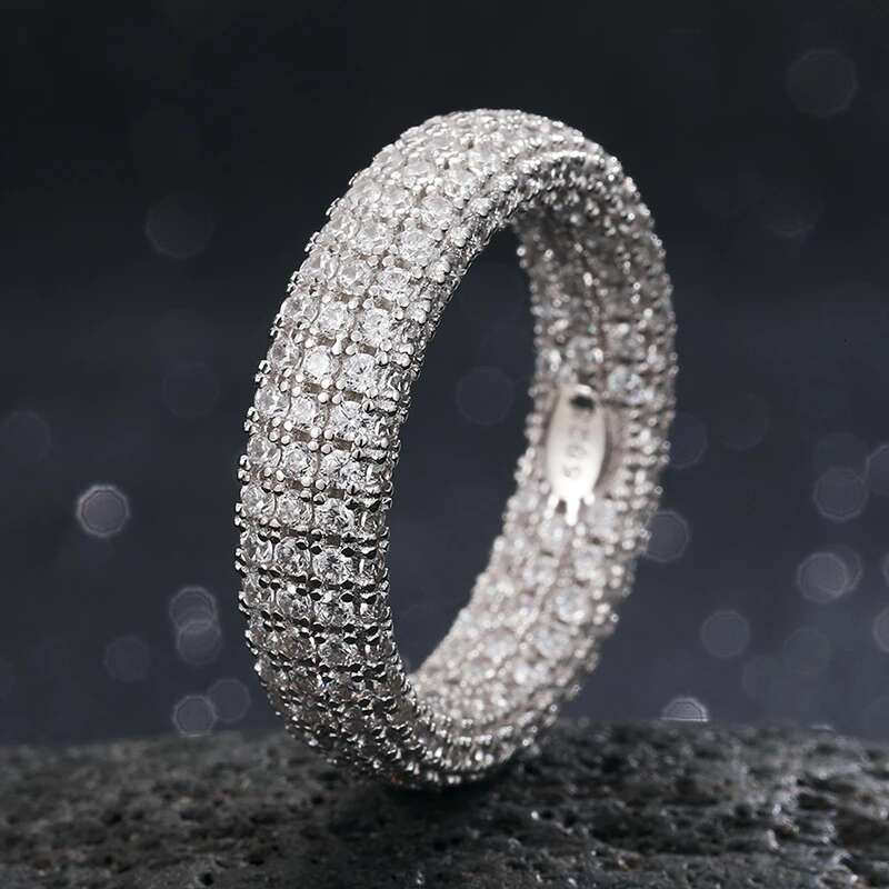 Top Quality Full Diamond Moissanite Rings For Mens Hip Hop Jewelry Sterling Silver 925 Bling Gold Pass Diamonds Test