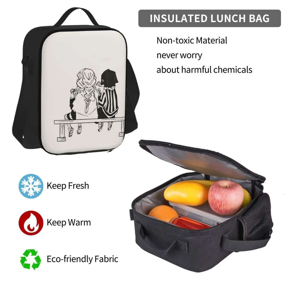 Mitsuri Kanroji And Iguro Obanai Backpacks Boy Girl Bookbag Children School Bags Kids Rucksack Lunch Pen Bag Three-Piece Set