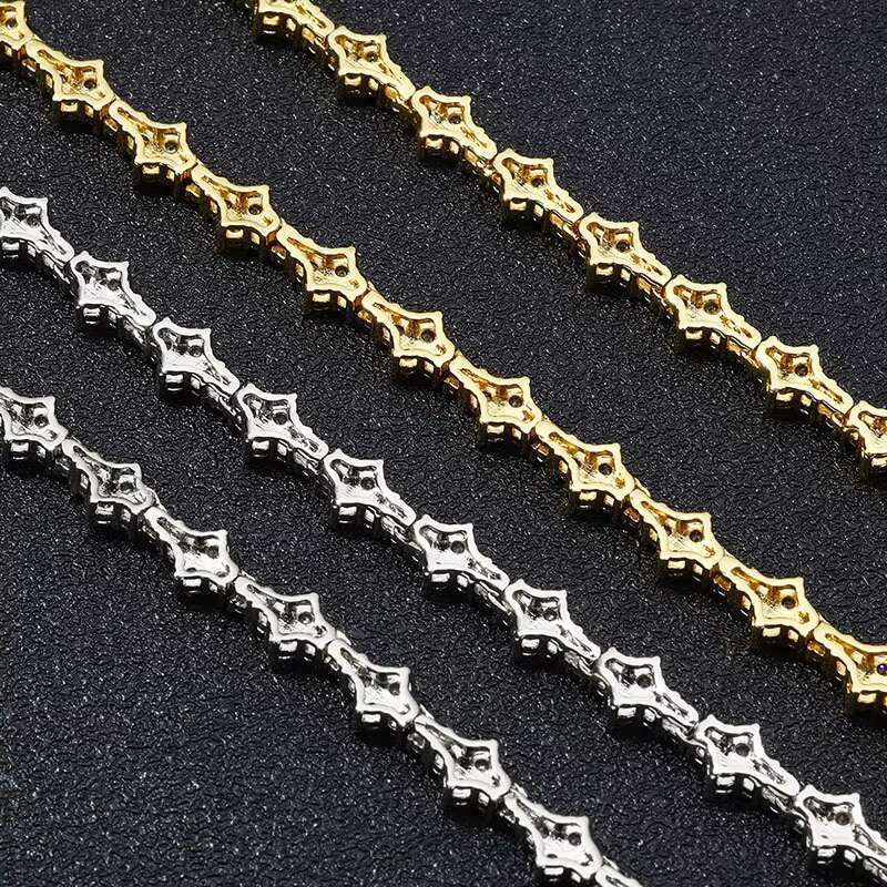 Hip-Hop Mens Womens 925 Sterling Silver VVS Moissanite Diamond Clover Cross Tennis Chain Bracelet Necklace Elegant Bangle