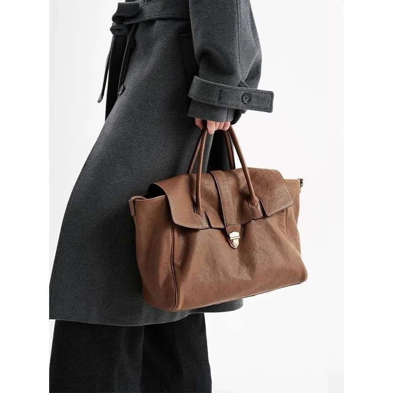 Designer Portable Briefcase For Women, High-End Retro Large-Capacity Commuter Handbag 2023