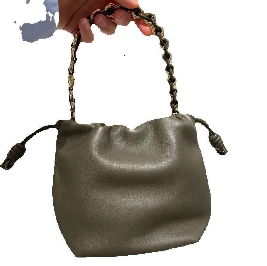 New Women's Cloud Drawstring Hobos Crossbody Real Leather One Shoulder Casual Bucket Bag