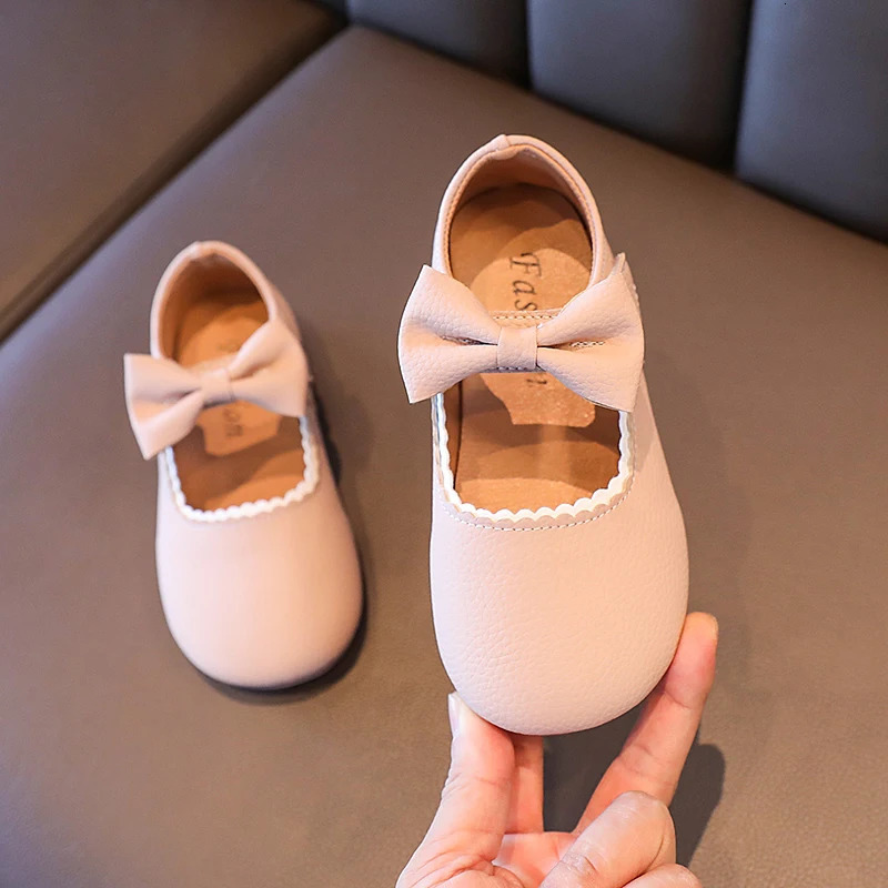 Princess Girls Shoes Toddlers Infants Leather Shoes Childrens Flats With Ribbon Bow-knot PU Patent Leather Kids Mary Janes Soft 250326
