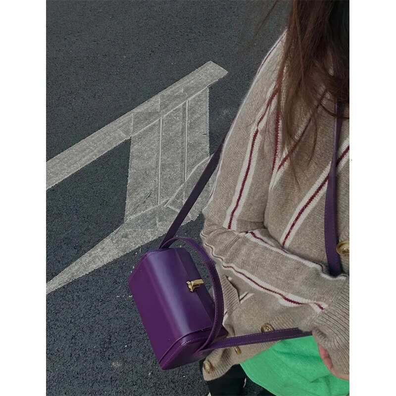Women's Bags Women's Bags Handheld Box For Women New Fashionable Brazilian Berry Purple Boston Versatile, Niche Light Luxury Crossbody Bag