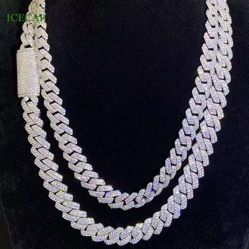 8mm 10mm 12mm 13mm 14mm 15 mm Miami Cuban Link Chain Necklace 925 Silver Moissanite Cuban Link Necklace for Men